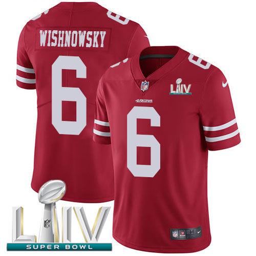 San Francisco 49ers Nike #6 Mitch Wishnowsky Red Super Bowl LIV 2020 Team Color Youth Stitched NFL Vapor Untouchable Limited Jersey->youth nfl jersey->Youth Jersey